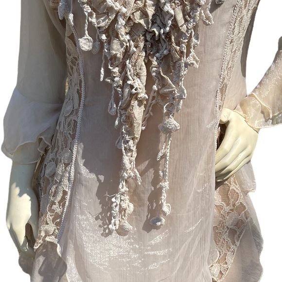 Scully Honey Creek Natural Crochet Lace Top Size S - Picture 11 of 12